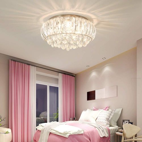  KJLARS Modern Chandelier Crystals Pendant Flush Mount Ceiling Light Crystal Ball Light Fixture for Hallway, Bedroom, Living Room, Kitchen, Dining Room (D 50cm/ 8-Light)