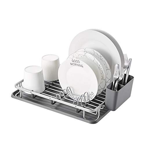  KK KINGRACK Aluminum Dish Drying Rack with Utensil Holder, Drainboard for Kitchen Countertop Dish Drainer 112055