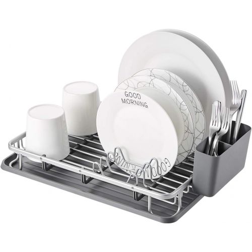  KK KINGRACK Aluminum Dish Drying Rack with Utensil Holder, Drainboard for Kitchen Countertop Dish Drainer 112055