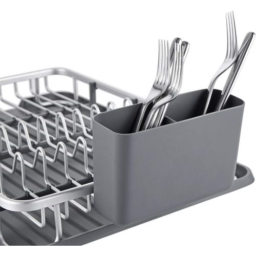  KK KINGRACK Aluminum Dish Drying Rack with Utensil Holder, Drainboard for Kitchen Countertop Dish Drainer 112055