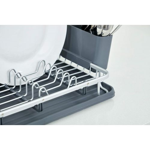  KK KINGRACK Aluminum Dish Drying Rack with Utensil Holder, Drainboard for Kitchen Countertop Dish Drainer 112055