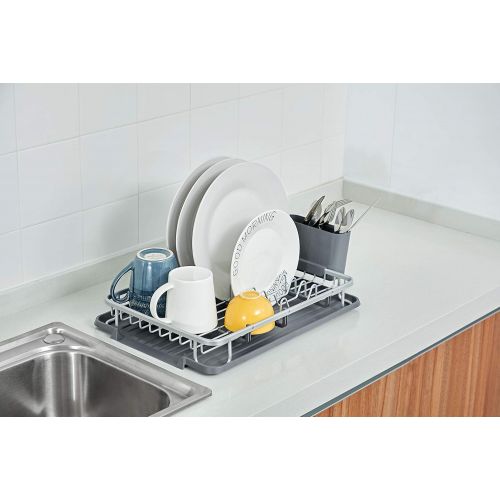  KK KINGRACK Aluminum Dish Drying Rack with Utensil Holder, Drainboard for Kitchen Countertop Dish Drainer 112055