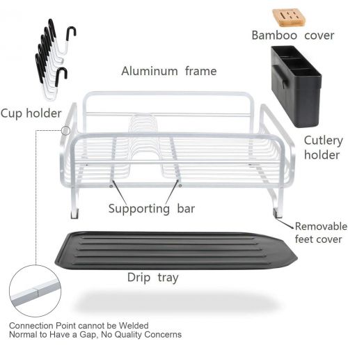  KK KINGRACK Kingrack Aluminum Dish Drying Rack,Large Dish Rack and Drain Board Set,Kitchen Dish Rack