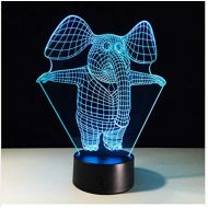 KKCHINA lights Acrylic Night Light 3D Optical Illusion Elephant Led Night Light USB 7 Colors Changeable Mood Lamp Bedroom Table Lamp Kids Friends Novelty Gifts