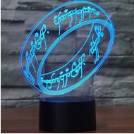 KKCHINA lights Acrylic Night Light Ring Shape 3D Night Light Led USB Remote Touch Table Lamp Optical Illusion Bulbing Light 7 Colors Change Mood Lamp Best Gift