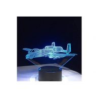 KKCHINA lights Air Plane Remote Control 3D Light Led Table Lamp Illusion Night Light 7 Colors Changing Mood Lamp 3Aa Battery Powered USB Lamp