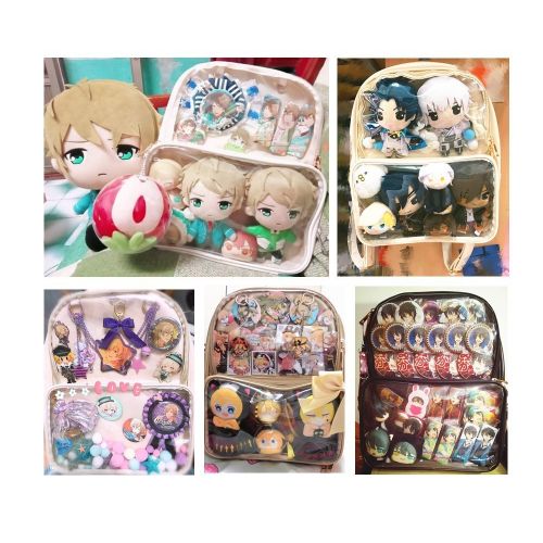  KKEY Ita Bag Leather Backpack Transparent Itabags Anime Bag Decorable Clear Bag(purple)