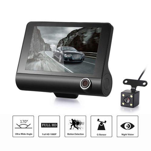  Car Dash Cam KKGG Backup Dashboard Digital Camera Recorder 4 1080P Dual Lens LCD Vehicle Video Rear View Reversing Driving Camcorder Parking Monitor Loop Recording Night Vision G-S