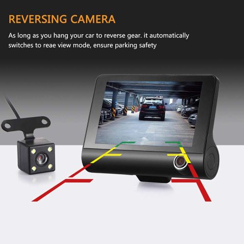 Car Dash Cam KKGG Backup Dashboard Digital Camera Recorder 4 1080P Dual Lens LCD Vehicle Video Rear View Reversing Driving Camcorder Parking Monitor Loop Recording Night Vision G-S