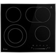 [아마존베스트]KKT KOLBE Glass Ceramic Hob 59 cm / Autark / 6.6 kW / 15 Levels / 4 Zones / Slim Design Frame / Dual Zone / Touch Slider / Roasting Dish Zone / Automatic Timer / KFS59ED