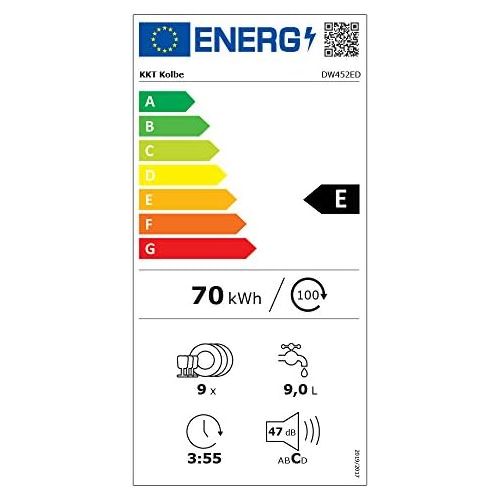  [아마존베스트]KKT KOLBE Under-mountable dishwasher / partially integrated dishwasher / 45 cm / stainless steel / AquaStop / height-adjustable upper basket / 7 rinsing programs / 9 place settings