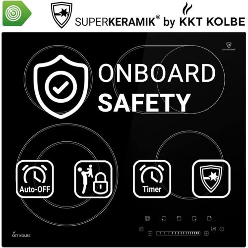 [아마존베스트]KKT KOLBE KFS59RL Glass Ceramic Hob 59 cm (Auto / 6.6 kW / 15 Levels / 4 Zones / Frameless / Dual Zone / Touch Slider / Roasting Dish Zone / Automatic Timer
