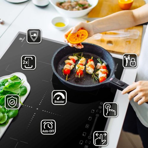  [아마존베스트]KKT KOLBE IND7705FZ-ED Induction Hob 77 cm (Auto / 9.7 kW / 9 Levels / 5 Zones / 2 Flex Zones / Stainless Steel Frame / TouchSelect Sensor Buttons / Slider Control / Booster / LED