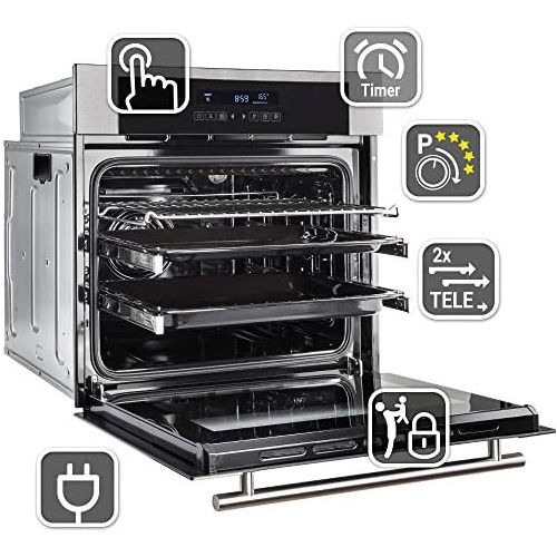  [아마존베스트]KKT KOLBE Self-standing stove set: 60 cm built-in oven EB8015ED + 59 cm induction hob KF5900IND / hot air / grill / roasting system / telescopic pull-outs / self-cleaning / touch /