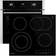 [아마존베스트]KKT KOLBE Self-sufficient stove set: 60 cm built-in oven EB8010ED + 59 cm glass ceramic hob KFS59RL / hot air / grill / roasting system / automatic timer / telescopic pull-outs / d