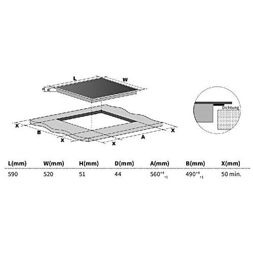  [아마존베스트]KKT KOLBE Self-sufficient stove set: 60 cm built-in oven EB8010ED + 59 cm glass ceramic hob KFS59RL / hot air / grill / roasting system / automatic timer / telescopic pull-outs / d