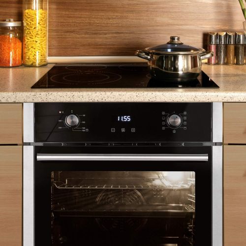  [아마존베스트]KKT KOLBE Self-sufficient stove set: 60 cm built-in oven EB8010ED + 59 cm glass ceramic hob KFS59RL / hot air / grill / roasting system / automatic timer / telescopic pull-outs / d