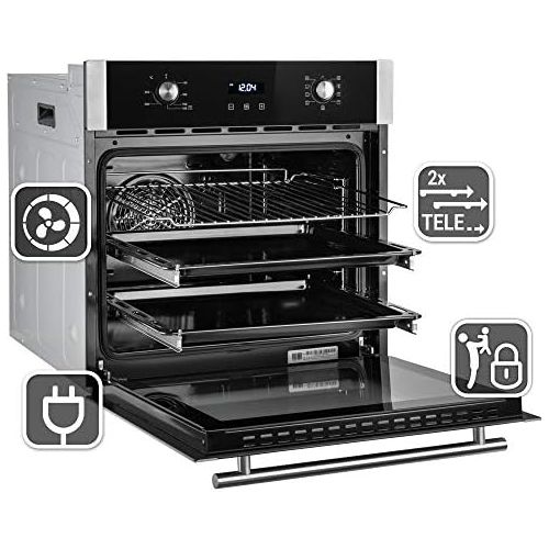  [아마존베스트]KKT KOLBE Oven Set 80101IND2 (Autonomous Stove Set, Induction Hob, 2x Telescopic Pullouts, Real Hot Air, Hob and Oven with Automatic Timer)