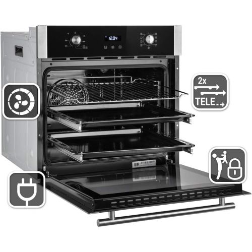  [아마존베스트]KKT KOLBE Oven Set 80101IND2 (Autonomous Stove Set, Induction Hob, 2x Telescopic Pullouts, Real Hot Air, Hob and Oven with Automatic Timer)