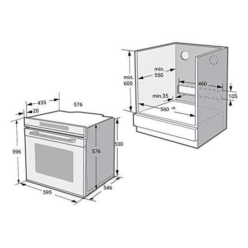  [아마존베스트]KKT KOLBE Built-In Oven 60 cm + Induction Hob 77 cm 5 Zones Self Adhesive