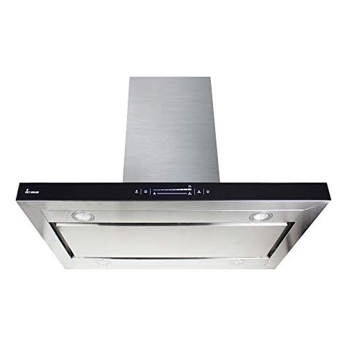  [아마존베스트]KKT KOLBE Cooker Hood / Island Hood / 90 cm / Stainless Steel / Black Glass / Extra Quiet / WiFi / 10 Levels / LED Lighting / TouchSelect Sensor Buttons / Flat Island 5