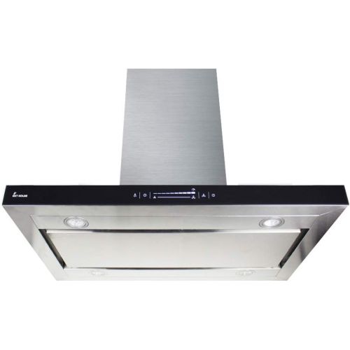  [아마존베스트]KKT KOLBE Cooker Hood / Island Hood / 90 cm / Stainless Steel / Black Glass / Extra Quiet / WiFi / 10 Levels / LED Lighting / TouchSelect Sensor Buttons / Flat Island 5