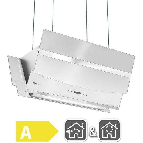  [아마존베스트]HERMES-ISEL-907WM KKT KOLBE Head-Free Extractor Hood (90 cm, Stainless Steel, White Glass, Extra Quiet, Smart App, 4 Levels, RGB LED Lighting, Display, TouchSelect Sensor Buttons)