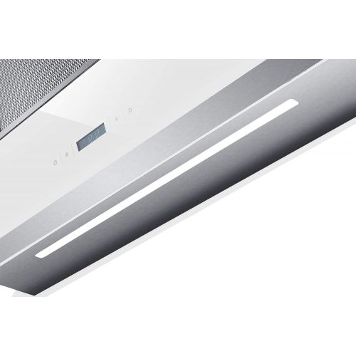  [아마존베스트]HERMES-ISEL-907WM KKT KOLBE Head-Free Extractor Hood (90 cm, Stainless Steel, White Glass, Extra Quiet, Smart App, 4 Levels, RGB LED Lighting, Display, TouchSelect Sensor Buttons)