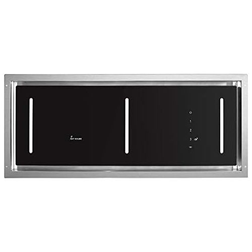  [아마존베스트]KKT KOLBE INTEGRA606 Ceiling Built-In Extractor Hood/Fan Block/90 cm/Stainless Steel/4 Levels/Black Glass/LED Lighting/SensorTouch Control/Exhaust or Recirculation