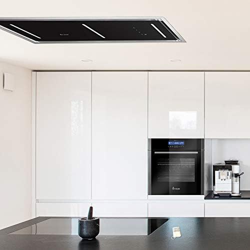  [아마존베스트]KKT KOLBE INTEGRA606 Ceiling Built-In Extractor Hood/Fan Block/90 cm/Stainless Steel/4 Levels/Black Glass/LED Lighting/SensorTouch Control/Exhaust or Recirculation