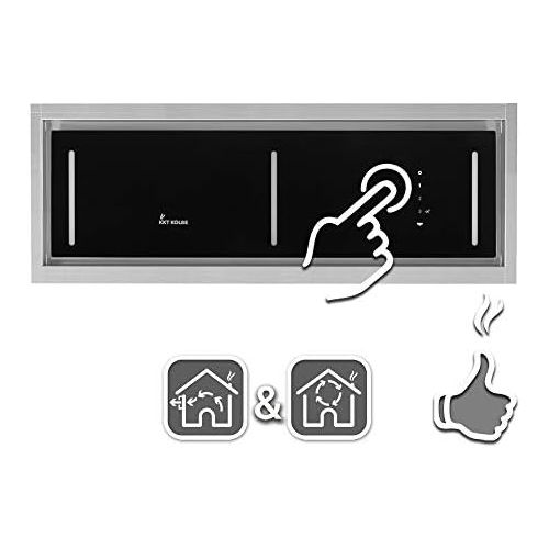  [아마존베스트]KKT KOLBE INTEGRA606 Ceiling Built-In Extractor Hood/Fan Block/90 cm/Stainless Steel/4 Levels/Black Glass/LED Lighting/SensorTouch Control/Exhaust or Recirculation