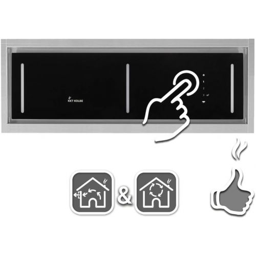  [아마존베스트]KKT KOLBE INTEGRA606 Ceiling Built-In Extractor Hood/Fan Block/90 cm/Stainless Steel/4 Levels/Black Glass/LED Lighting/SensorTouch Control/Exhaust or Recirculation