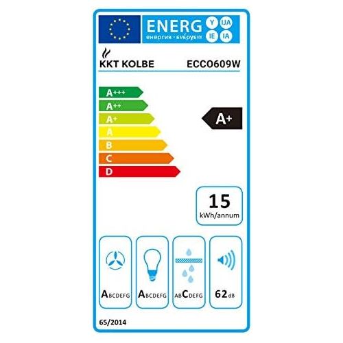  [아마존베스트]KKT KOLBE ECCO609W Headless Extractor Hood/Wall Hood/60 cm / Stainless Steel / White Glass / Extra Quiet / 9 Levels / LED Lighting / TouchSelect Sensor Buttons / Automatic Delay