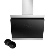 [아마존베스트]KKT KOLBE Cooker Hood 60 cm Stainless Steel Black Glass Extra Quiet LED Lighting 4 Levels Touch Control Automatic Timer