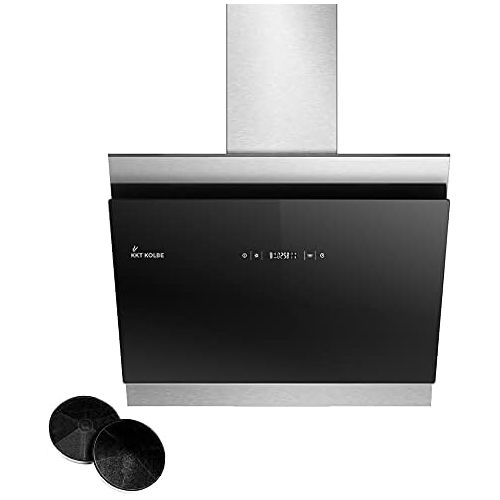  [아마존베스트]KKT KOLBE Cooker Hood 60 cm Stainless Steel Black Glass Extra Quiet LED Lighting 4 Levels Touch Control Automatic Timer