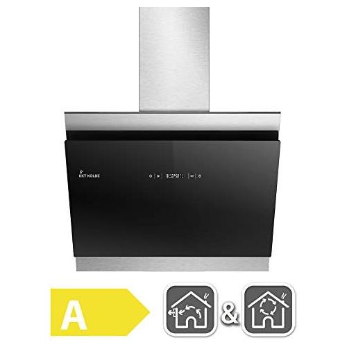  [아마존베스트]KKT KOLBE Cooker Hood 60 cm Stainless Steel Black Glass Extra Quiet LED Lighting 4 Levels Touch Control Automatic Timer