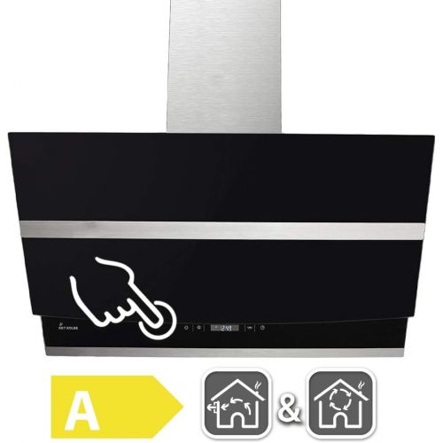  [아마존베스트]KKT KOLBE HEMES806S Cooker Hood / Wall Hood / 80 cm / Stainless Steel / Black Glass / Extra Quiet / 4 Levels / LED Lighting / TouchSelect Sensor Buttons