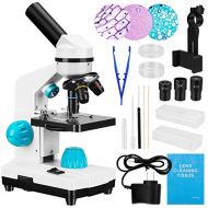 [아마존베스트]KKTECT 100x-2000x Microscope Kit for Kids & Students, Lab Microscope Kit for Beginners with Led Lights, Microscope Science Kit with Detailed Operating Instructions, Complete Science Acces