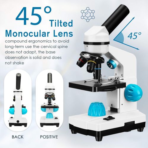  [아마존베스트]KKTECT 100x-2000x Microscope Kit for Kids & Students, Lab Microscope Kit for Beginners with Led Lights, Microscope Science Kit with Detailed Operating Instructions, Complete Science Acces