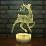 KKXXYD Colorful Gradients Table Lamp USB Mood Lighting Bedside 3D Led Cute Deer Gift 7 Color Changing Night Lights Animal Decor Bedroom