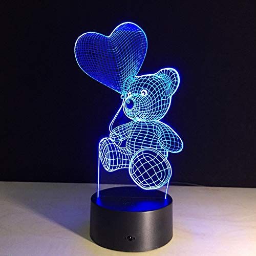  KKXXYD 3D Lamp Cartoon Cute Heart Bear Shape Acrylic Led Lamp 3D Baby Night Light Sleeping Lighting