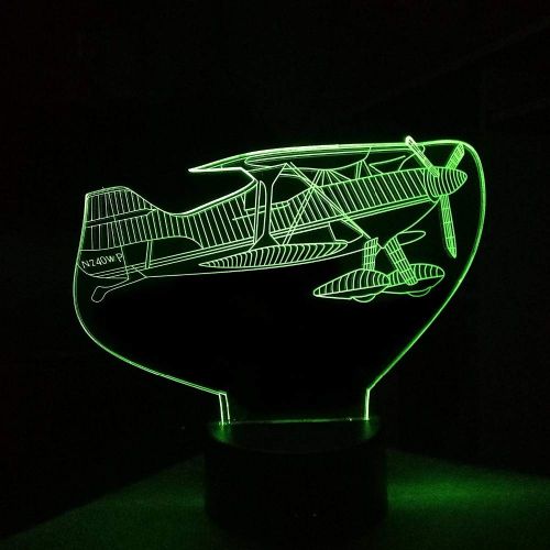  KKXXYD 7 Color Changing Aircraft 3D Night Light Led Air Plane Touch Switch Table Lamp USB Baby Sleep Lighting Home Decor Kids Xmas Gift