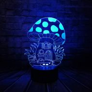 KKXXYD Creative Novelty Lighting 3D Cartoon Cute Mushroom House Acrylic Atmosphere Night Light Vision Color Change USB Led Lamp