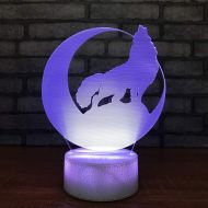 KKXXYD 3D Led Night Light Creative USB Children Wolf Moon Modelling Table Lamp for Bedroom Home Lighting Bedside Touch Lamp Decorative
