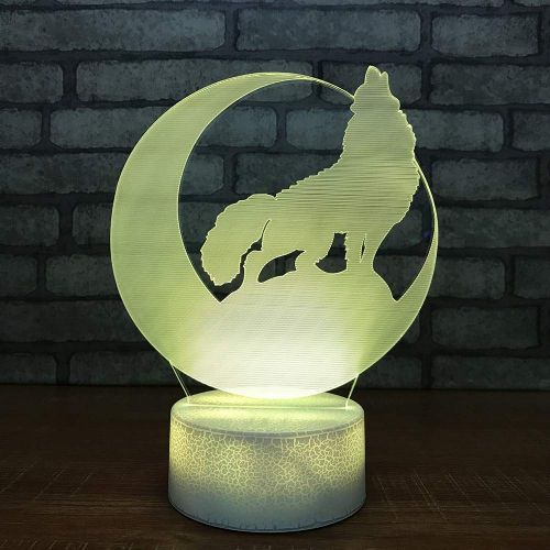  KKXXYD 3D Led Night Light Creative USB Children Wolf Moon Modelling Table Lamp for Bedroom Home Lighting Bedside Touch Lamp Decorative