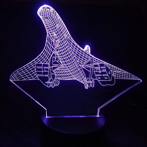 KKXXYD Creative 7 Color Change 3D Vision Airplane Modelling Led Aircraft Night Light Desk Lamp Decor USB Sleep Lighting Fixtures Gifts