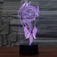 KKXXYD Beautiful Wind Chimes 3D Remote Colorful 3D Lights Led Nightlight Visual 3D Night Lights Illusion Bedroom Mood Lamp