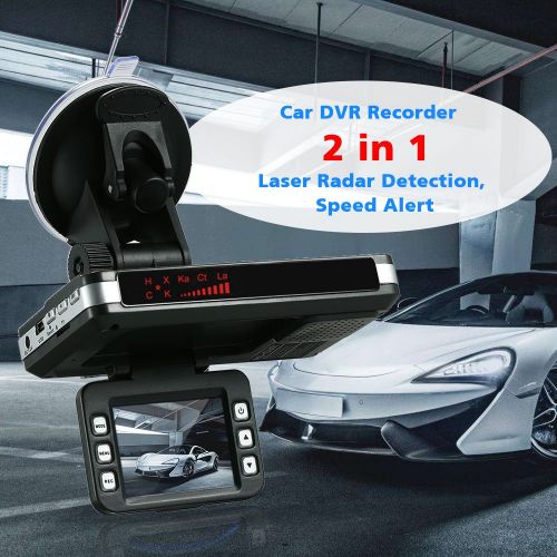  KKmoon Anti Radar Detector Car DVR 2 in 1 720P Dash Cam Radar Speed Detector with Full Band Mute Button Loop Recording G-Sensor