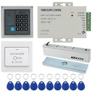 KKmoon Door Entry Access Control System Kit, Keypad Door Access Host Controller with 180KG396lb Electric Magnetic Lock & Door Switch & DC12V Power Supply & 10pcs 125KHz RFID Cards