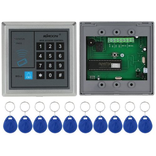  KKmoon Door Entry Access Control System Kit, Keypad Door Access Host Controller with 180KG396lb Electric Magnetic Lock & Door Switch & DC12V Power Supply & 10pcs 125KHz RFID Cards